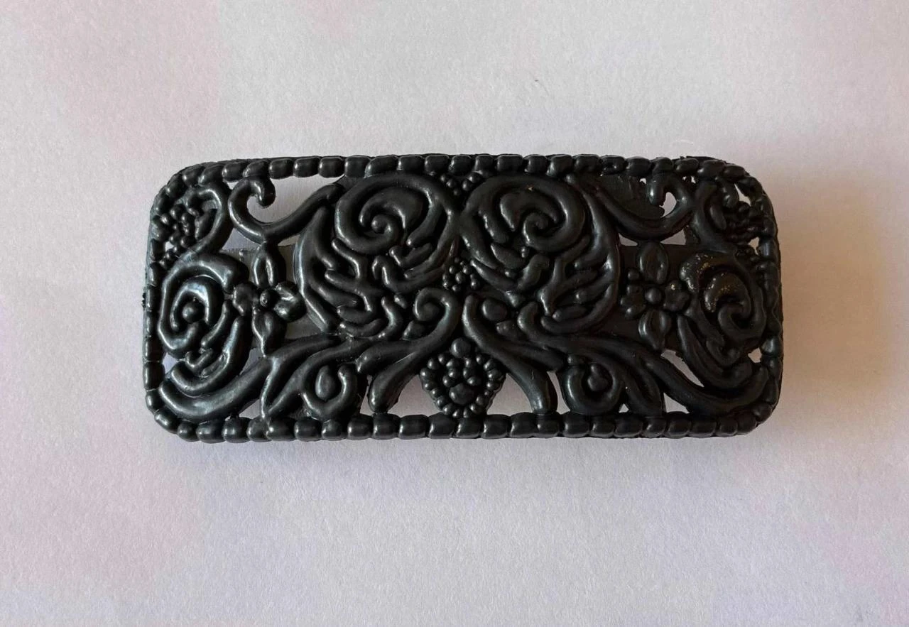 Presilha de cabelo cinza com filigrana, estilo vintage gótico, 9 cm